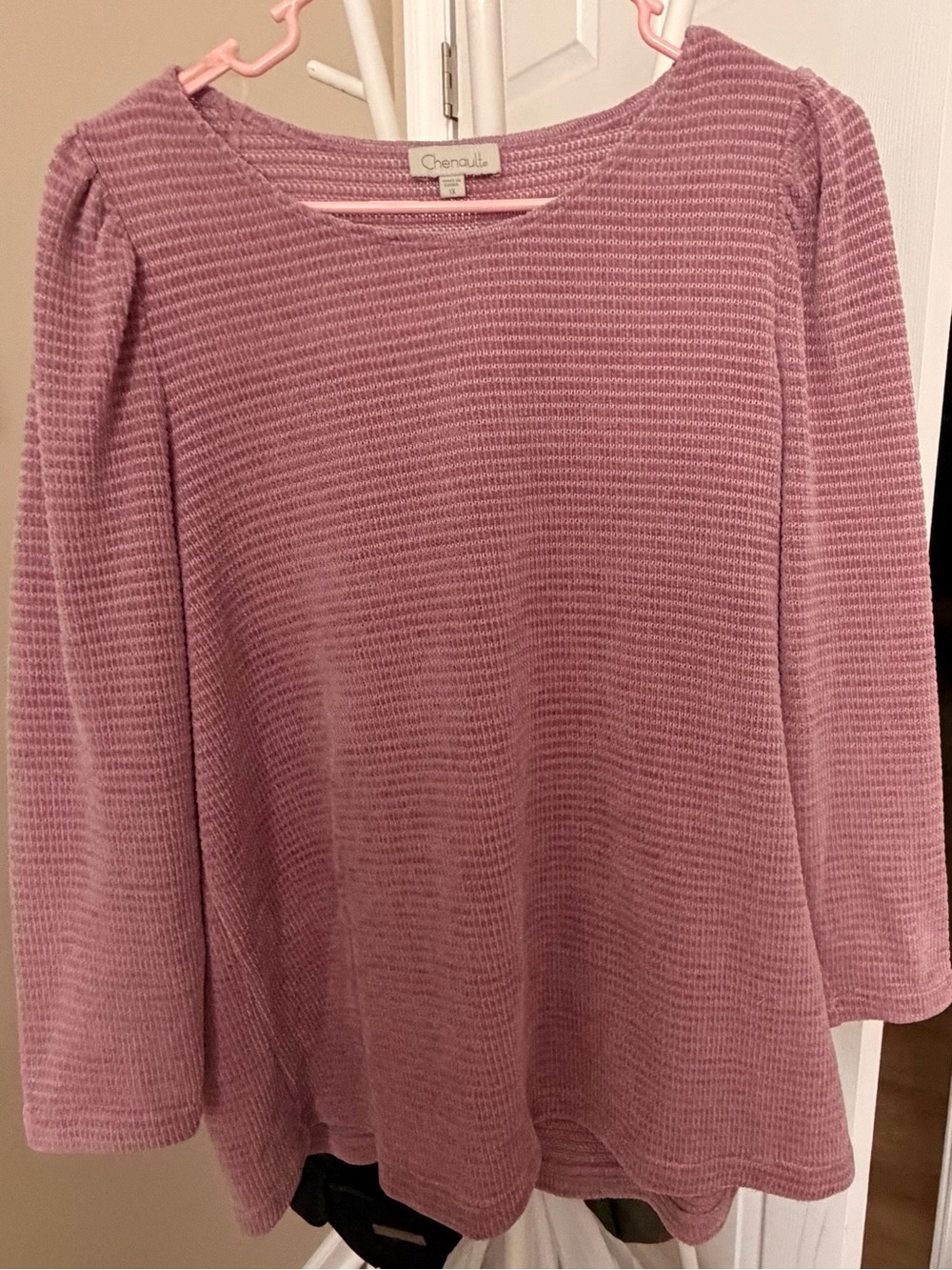 Chenault Dusty Rose Waffle Knit Long Sleeve Top